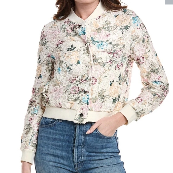 Nanette Lepore Jackets & Blazers - Nanette Lepore Floral Lace Bomber Jacket